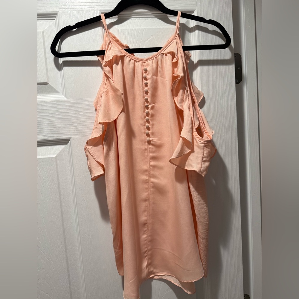 DO+BE Peach Ruffle Sleeveless Top